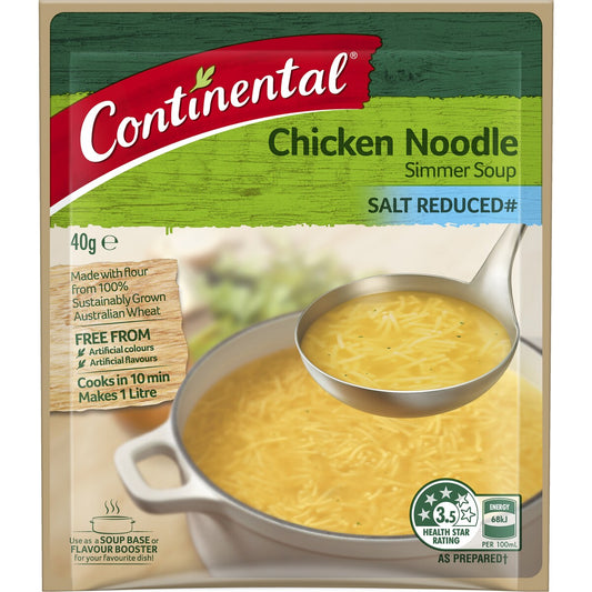 Continental Classics Simmer Soup Chicken Noodle Salt Reduced 40g
