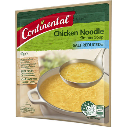 Continental Classics Simmer Soup Chicken Noodle Salt Reduced 40g