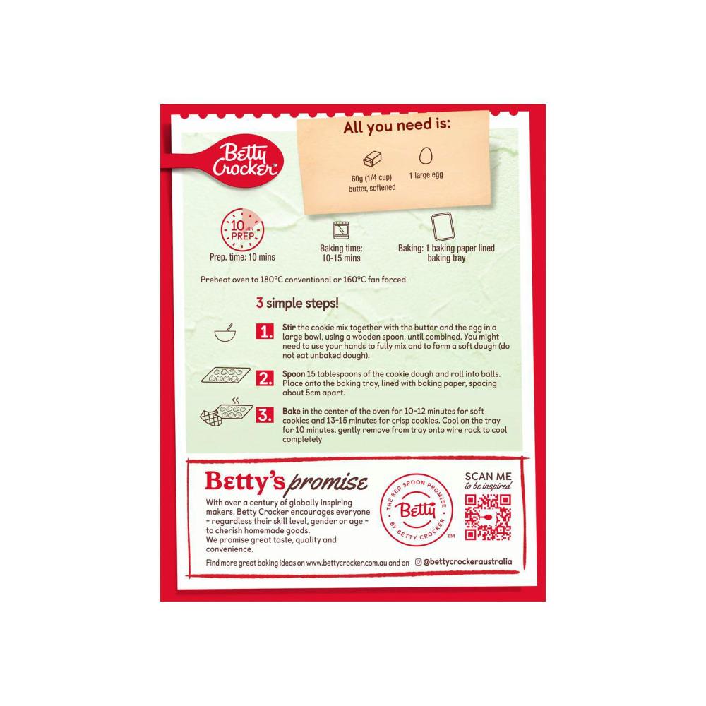 Betty Crocker Gluten Free Cookie Mix Chocolate Chunk - 380g