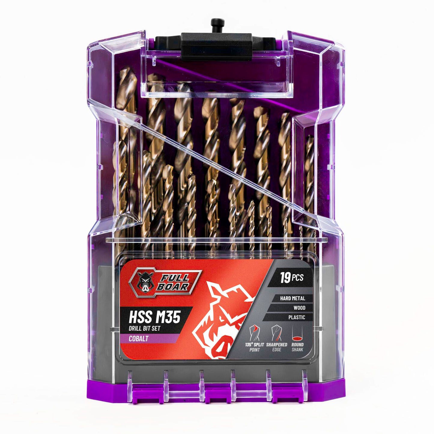 Full Boar HSS M35 Drill Bit Set - 19 Piece