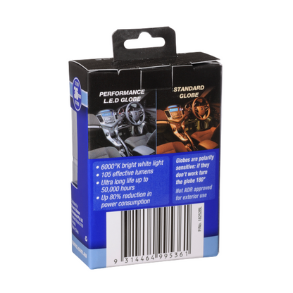 Narva Cool White LED Festoon Globe - 12V/24V - 36mm - 2 Pack
