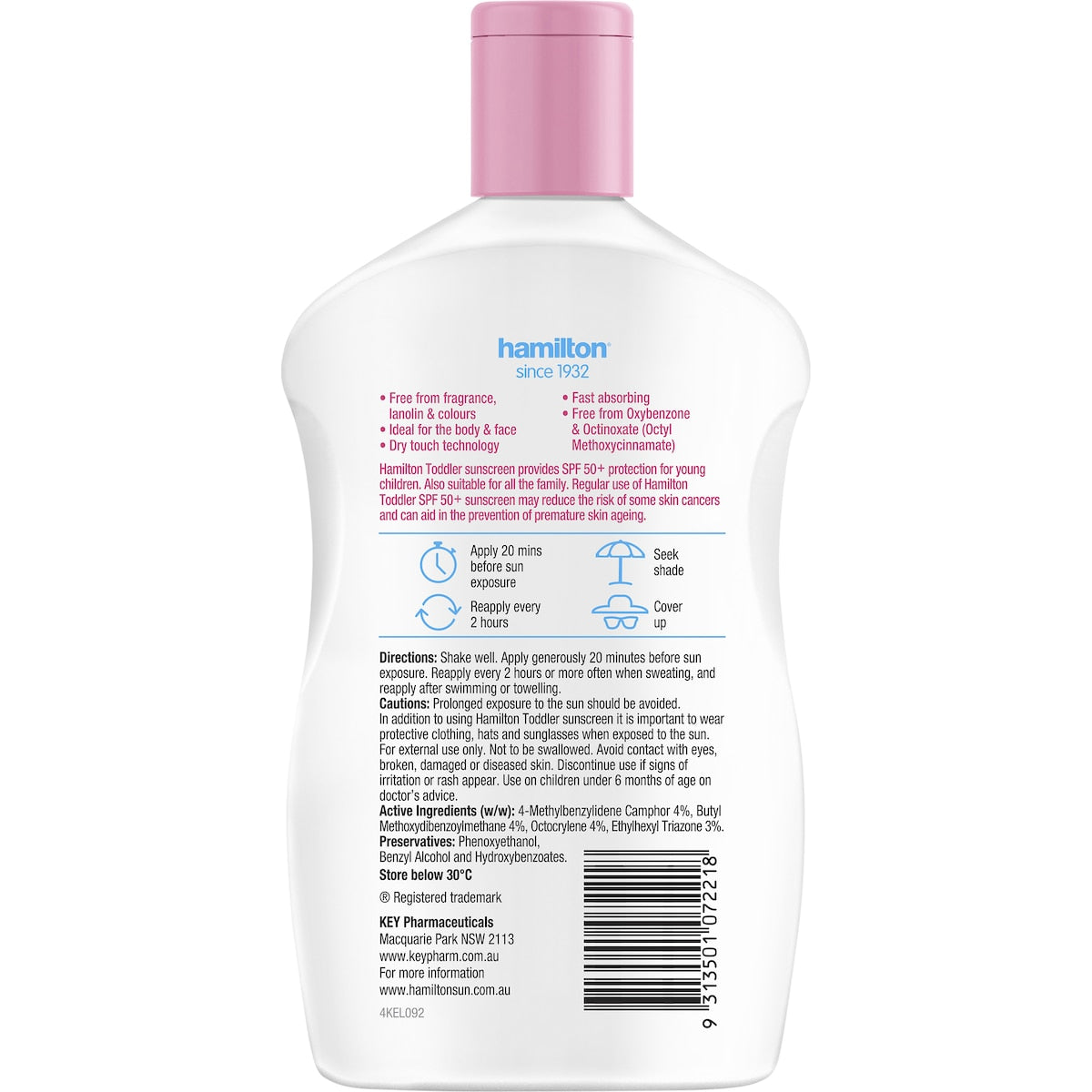Hamilton Spf 50+ Toddler Sunscreen Lotion 250ml