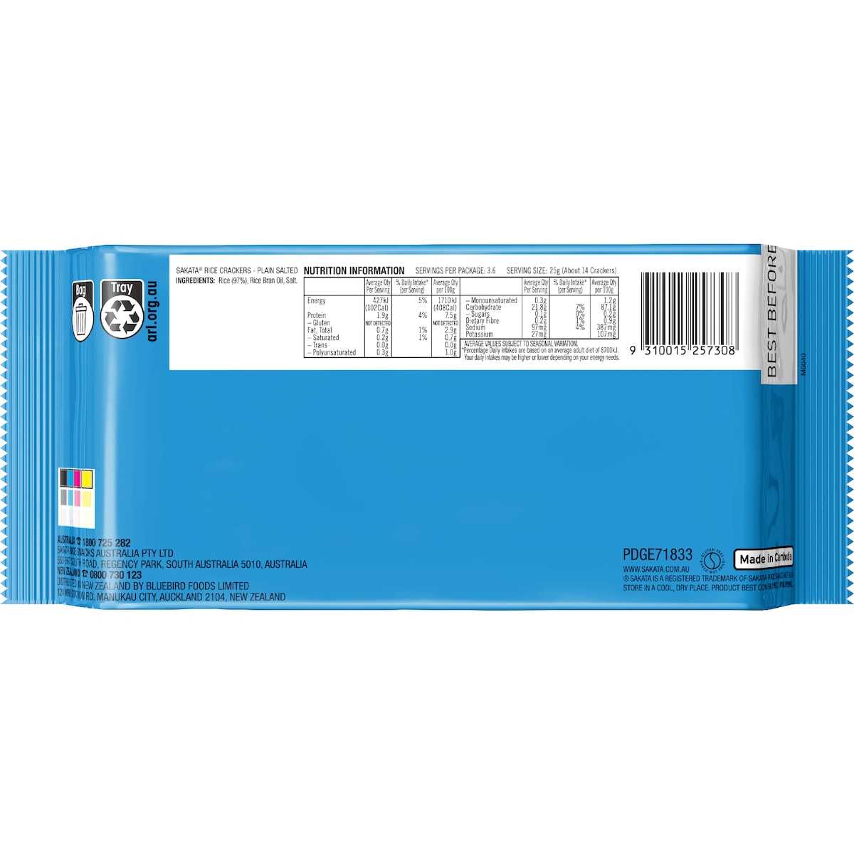 Sakata Rice Crackers Original Plain 90g