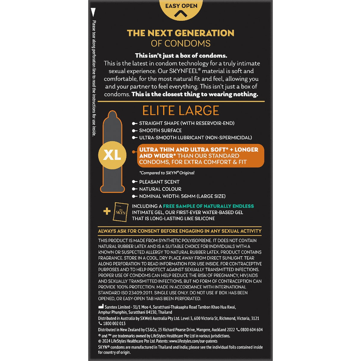 Skyn Elite Large Non-latex Condoms 10 Pack