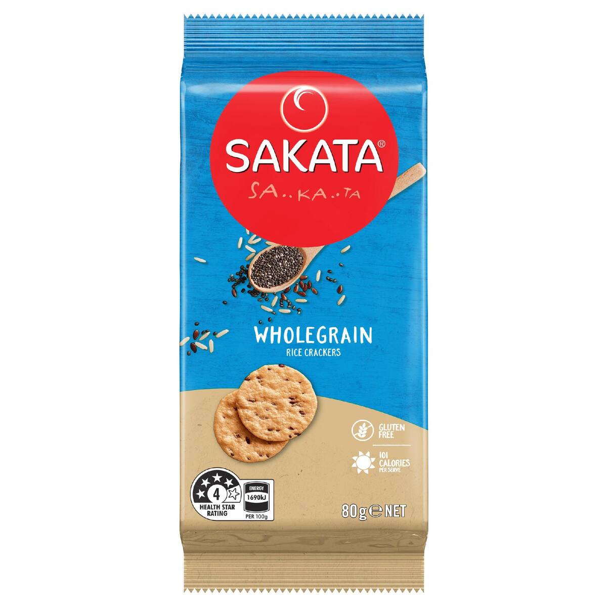 Sakata Rice Crackers Wholegrain Original Snack 80g