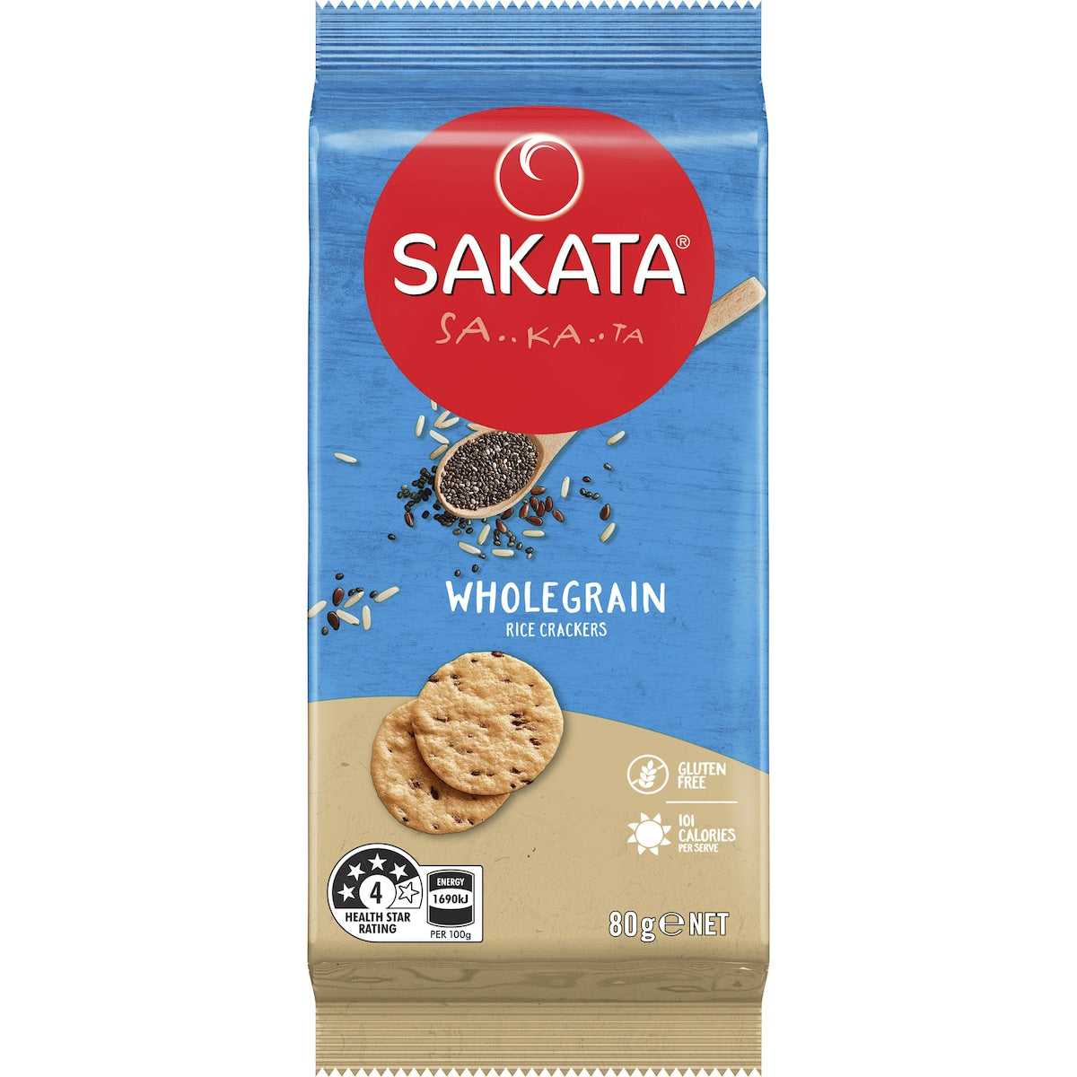 Sakata Rice Crackers Wholegrain Original Snack 80g