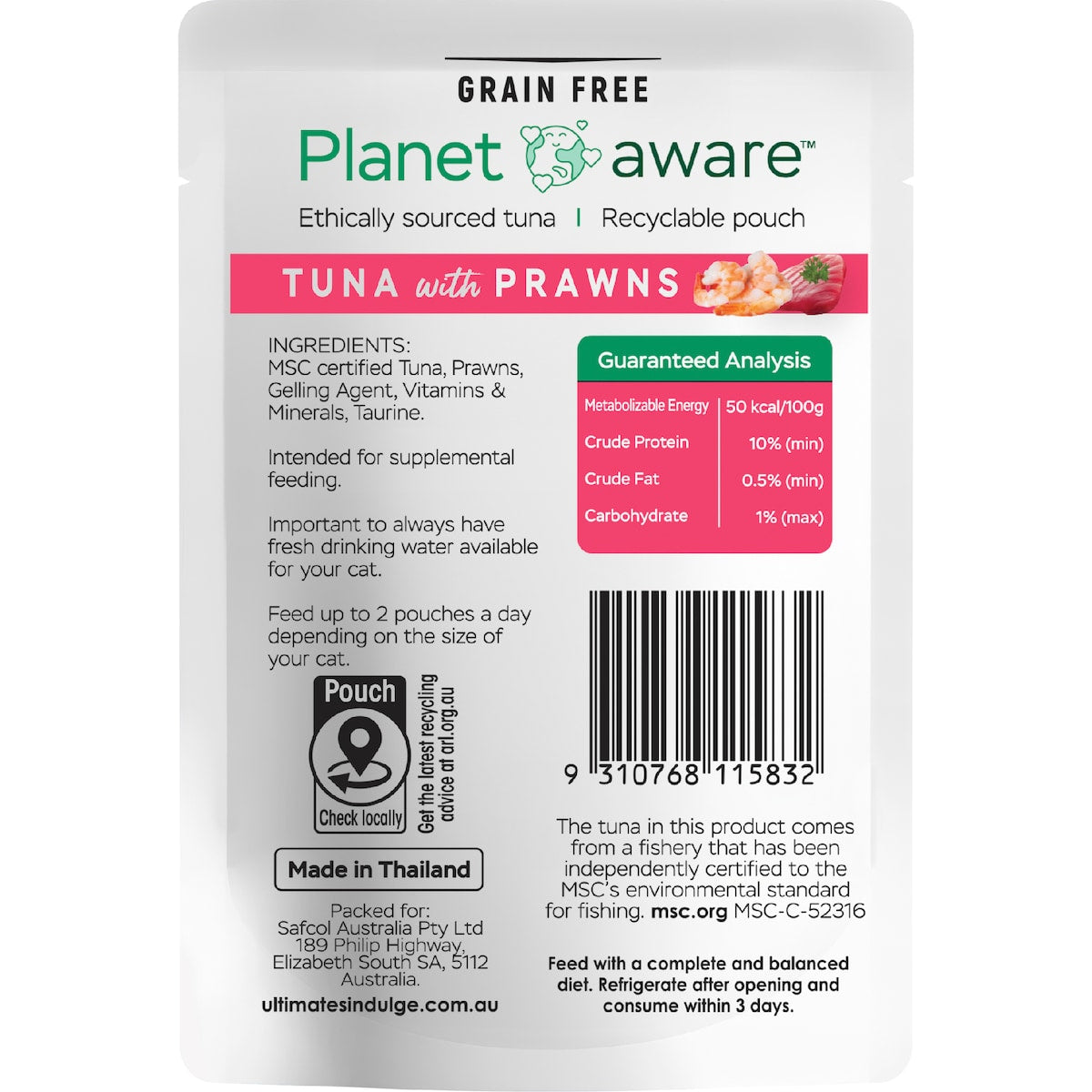 Ultimates Indulge Planet Aware Tuna With Prawns Wet Cat Food 85g