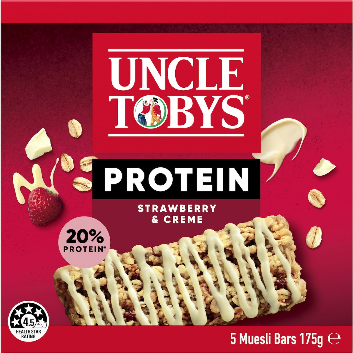 Uncle Tobys Strawberries & Creme Protein Muesli Bars 5 Pack