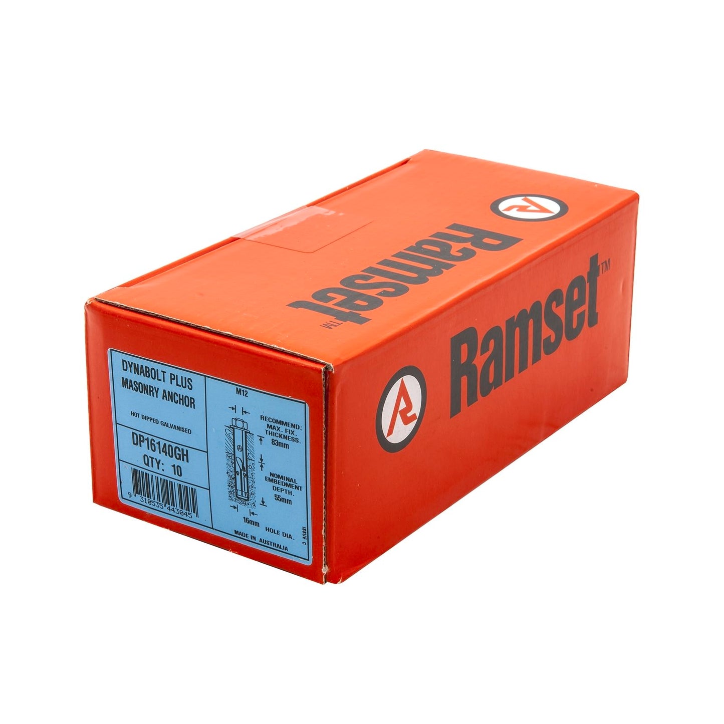 Ramset DynaBolt Plus Masonry Anchor - 16 x 140mm - 10 Pack