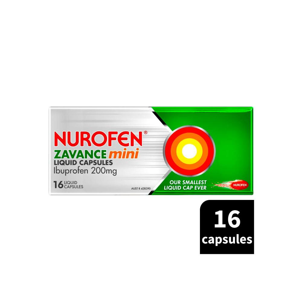 Nurofen Zavance Mini Liquid Caps - 16 Pack