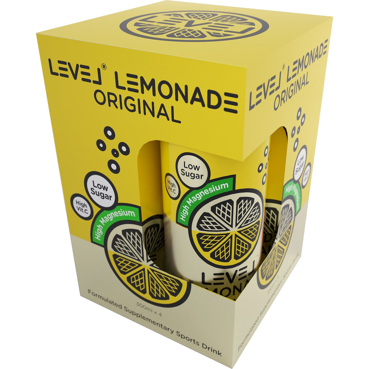 Level Lemonade Original Cans 300ml X 4 Pack