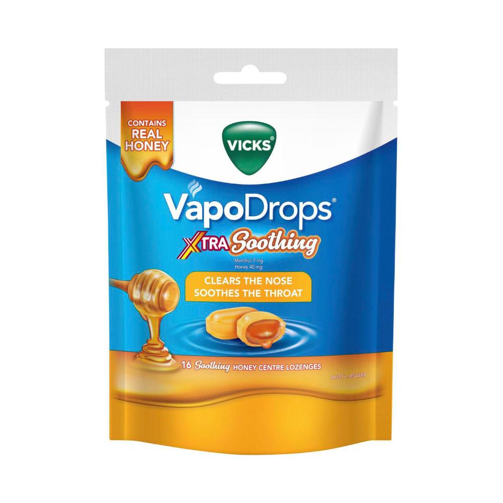 Vicks Xtra Soothing Lozenges Honey - 16 Pack