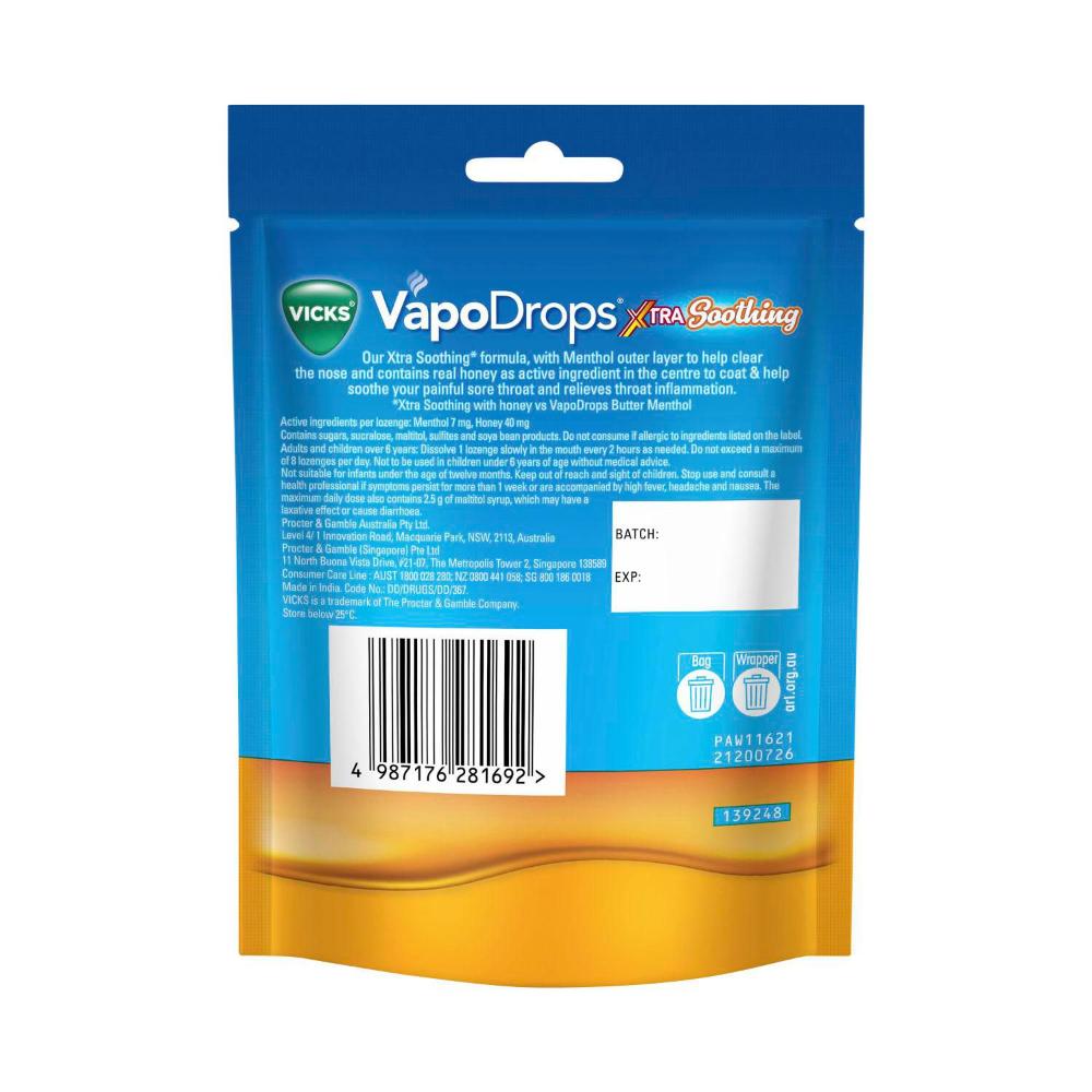 Vicks Xtra Soothing Lozenges Honey - 16 Pack