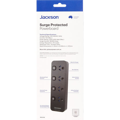 Jackson 4 Outlet Surge Protected Powerboard With 1 Metre Lead each