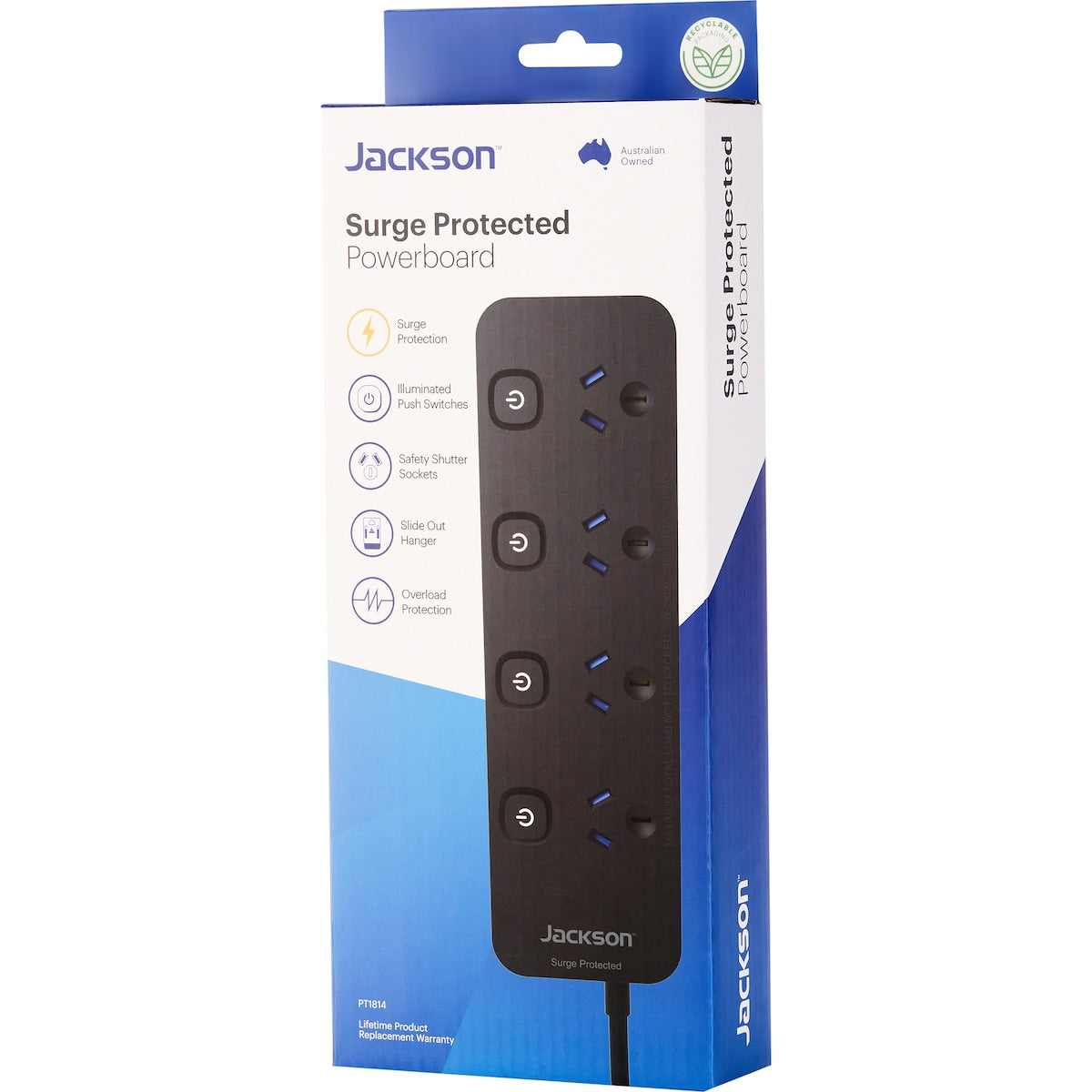 Jackson 4 Outlet Surge Protected Powerboard With 1 Metre Lead each
