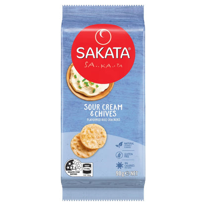 Sakata Rice Crackers Sour Cream & Chives Snack 90g