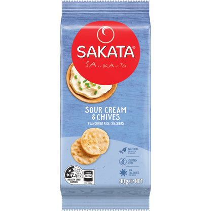 Sakata Rice Crackers Sour Cream & Chives Snack 90g