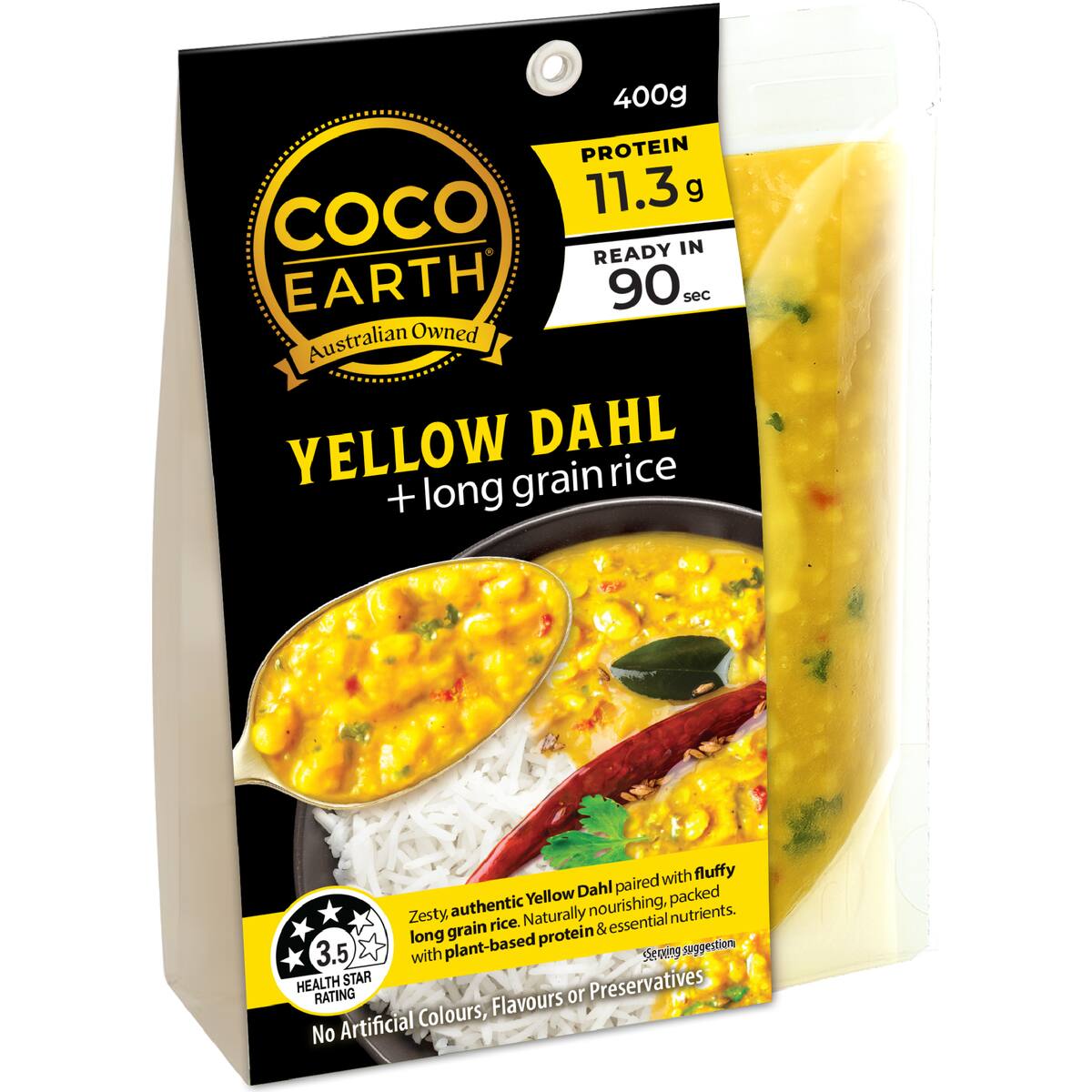 Coco Earth Yellow Dahl With Long Grain Rice 400g