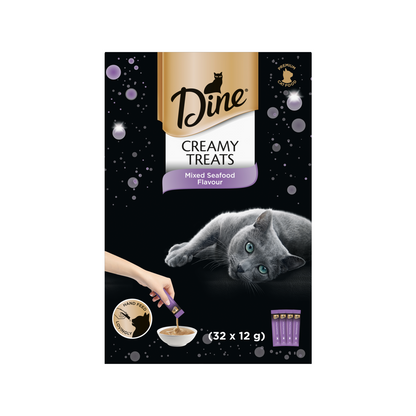 Dine Creamy Treats Mixed Seafood Flavour Cat Treats - 12g - 32 Pack