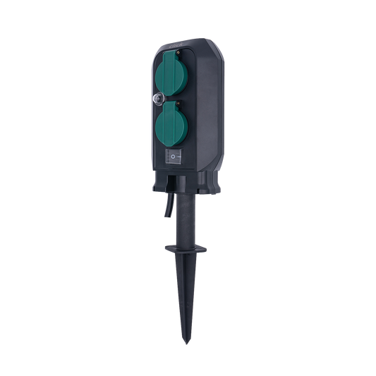 Click Power Garden Stake Socket - 4 x 10A Outlets with Cover