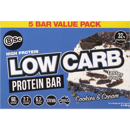 BSc High Protein Low Carb Bar Multi Pack Cookies & Cream 60g x 5 pack