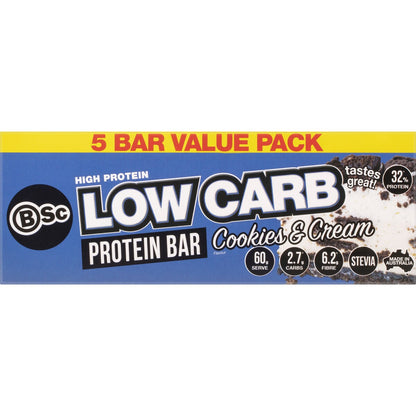 BSc High Protein Low Carb Bar Multi Pack Cookies & Cream 60g x 5 pack