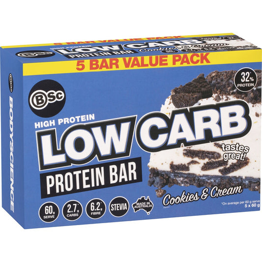 BSc High Protein Low Carb Bar Multi Pack Cookies & Cream 60g x 5 pack