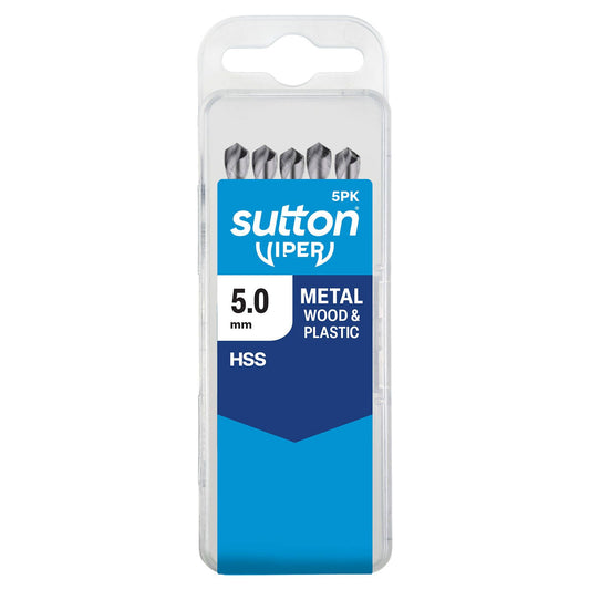 Sutton Tools 5mm Viper HSS Metric Drill Bit - For Metal, Wood & Plastics - 5 Pack