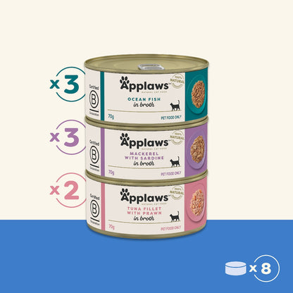 Applaws Wet Cat Food Fish Deluxe In Broth 70g X 8 Pack