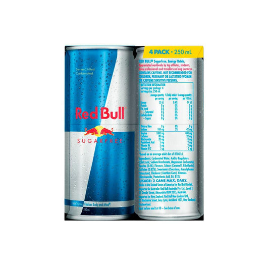 Red Bull Sugar Free Energy Drink 4x250ml - 4 pack
