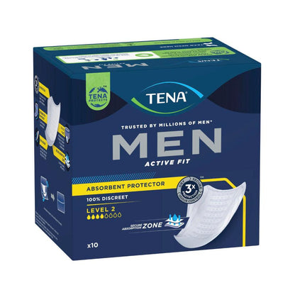 Tena For Men Absorb Protector Pouches Level 2 Incontinence Pads - 10 pack