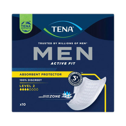 Tena For Men Absorb Protector Pouches Level 2 Incontinence Pads - 10 pack