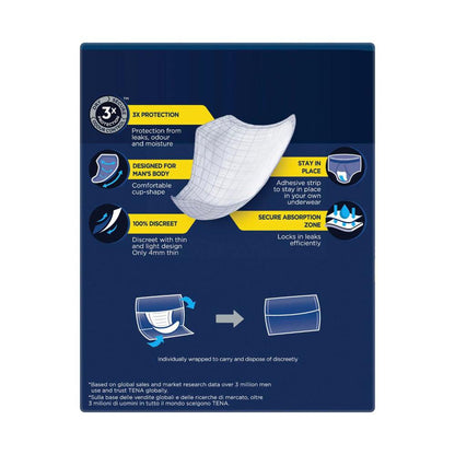 Tena For Men Absorb Protector Pouches Level 2 Incontinence Pads - 10 pack