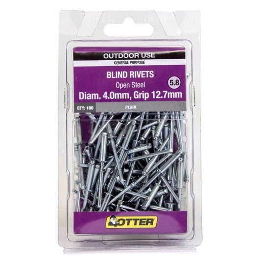 Otter Open Steel Blind Rivets - 4.0 x 12mm - 100 Pack