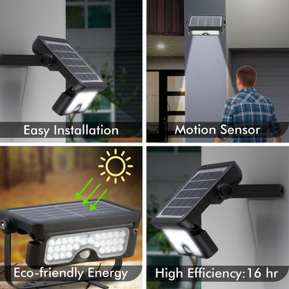 Arlec Solar Powered Sensor LED Floodlight - 7W - 800 Lumens - Black