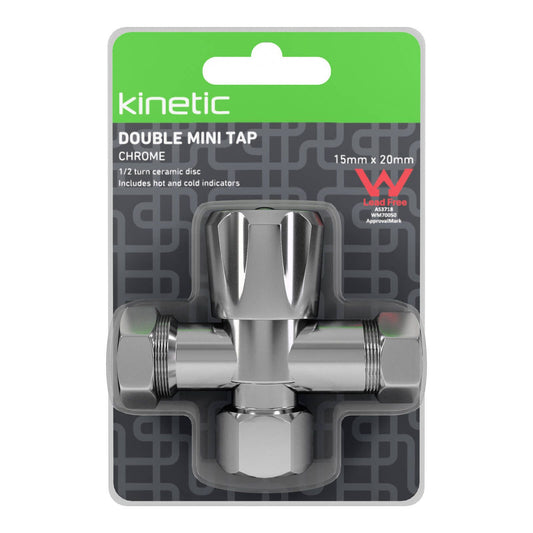 Kinetic Chrome Double Mini Tap - 15 x 20mm