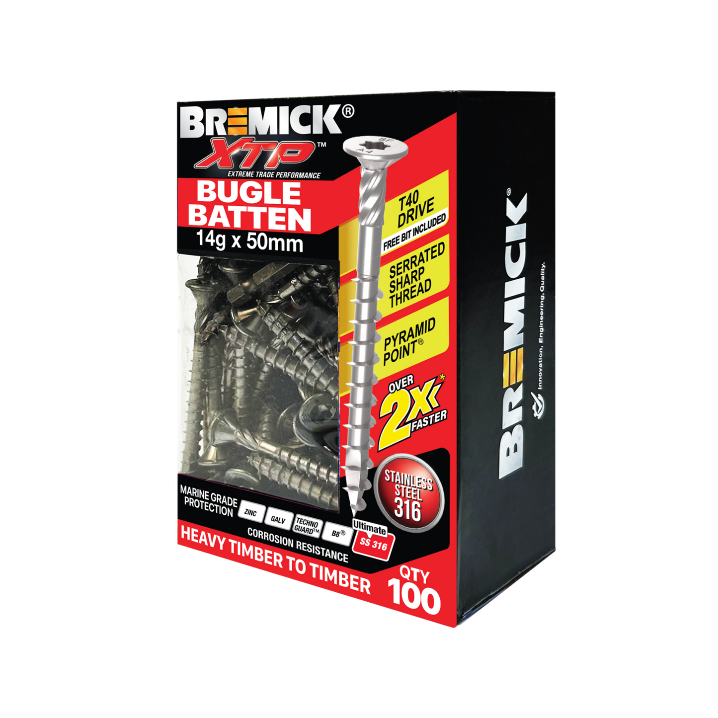 Bremick XTP Bugle Batten - 14g x 50mm - Stainless Steel 316 - 100 Pack