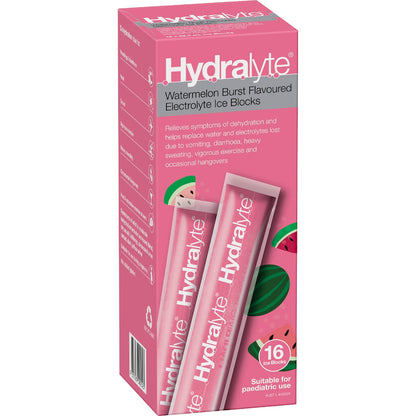 Hydralyte Electrolyte Ice Blocks Watermelon 16 Pack