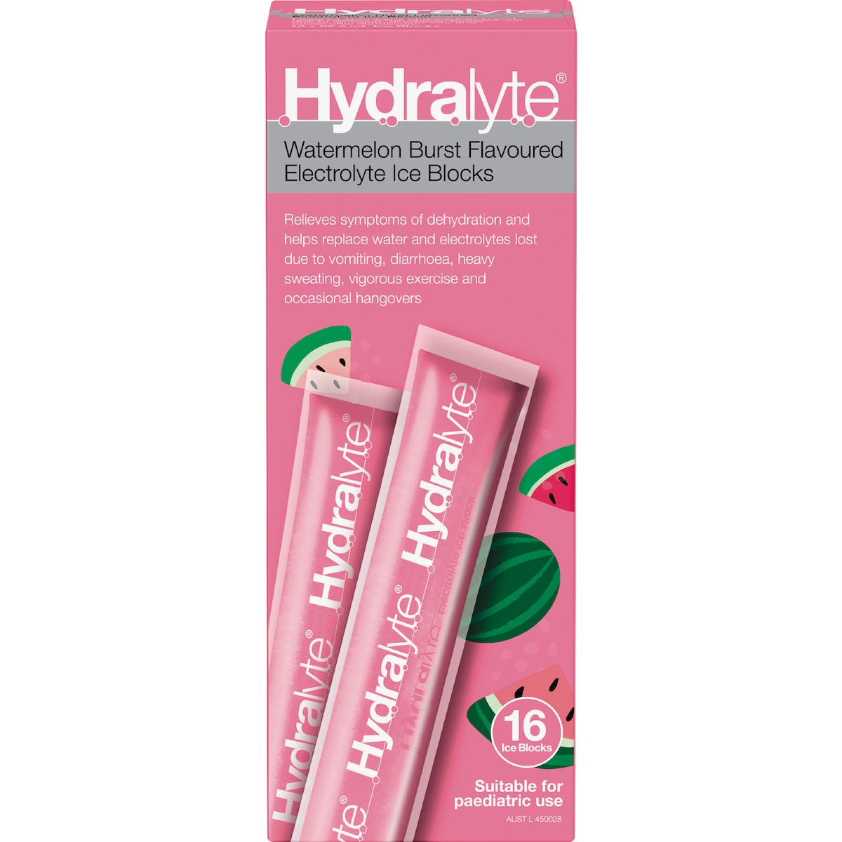 Hydralyte Electrolyte Ice Blocks Watermelon 16 Pack