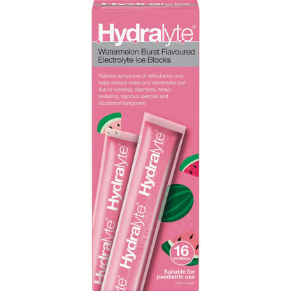 Hydralyte Electrolyte Ice Blocks Watermelon 16 Pack