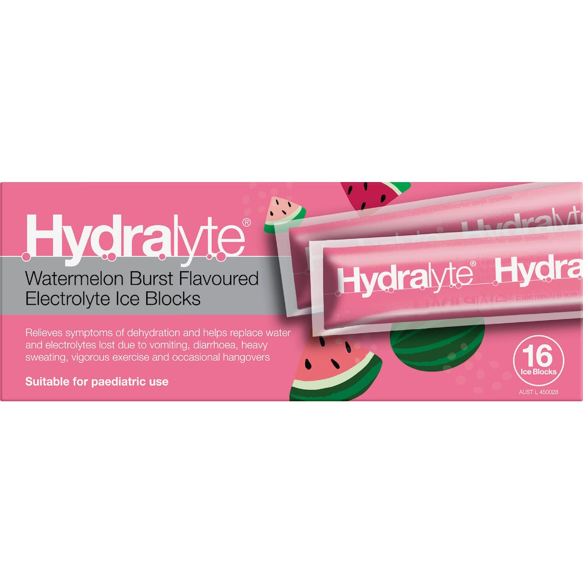 Hydralyte Electrolyte Ice Blocks Watermelon 16 Pack