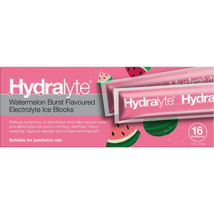 Hydralyte Electrolyte Ice Blocks Watermelon 16 Pack