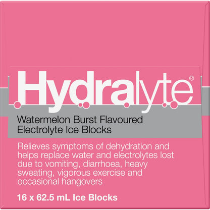 Hydralyte Electrolyte Ice Blocks Watermelon 16 Pack