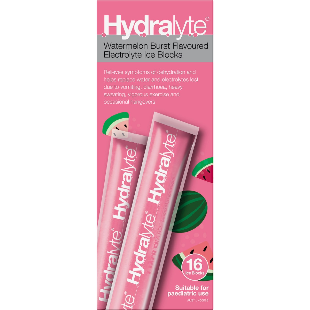 Hydralyte Electrolyte Ice Blocks Watermelon 16 Pack
