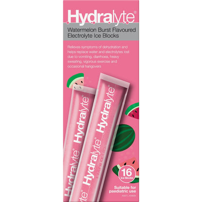 Hydralyte Electrolyte Ice Blocks Watermelon 16 Pack