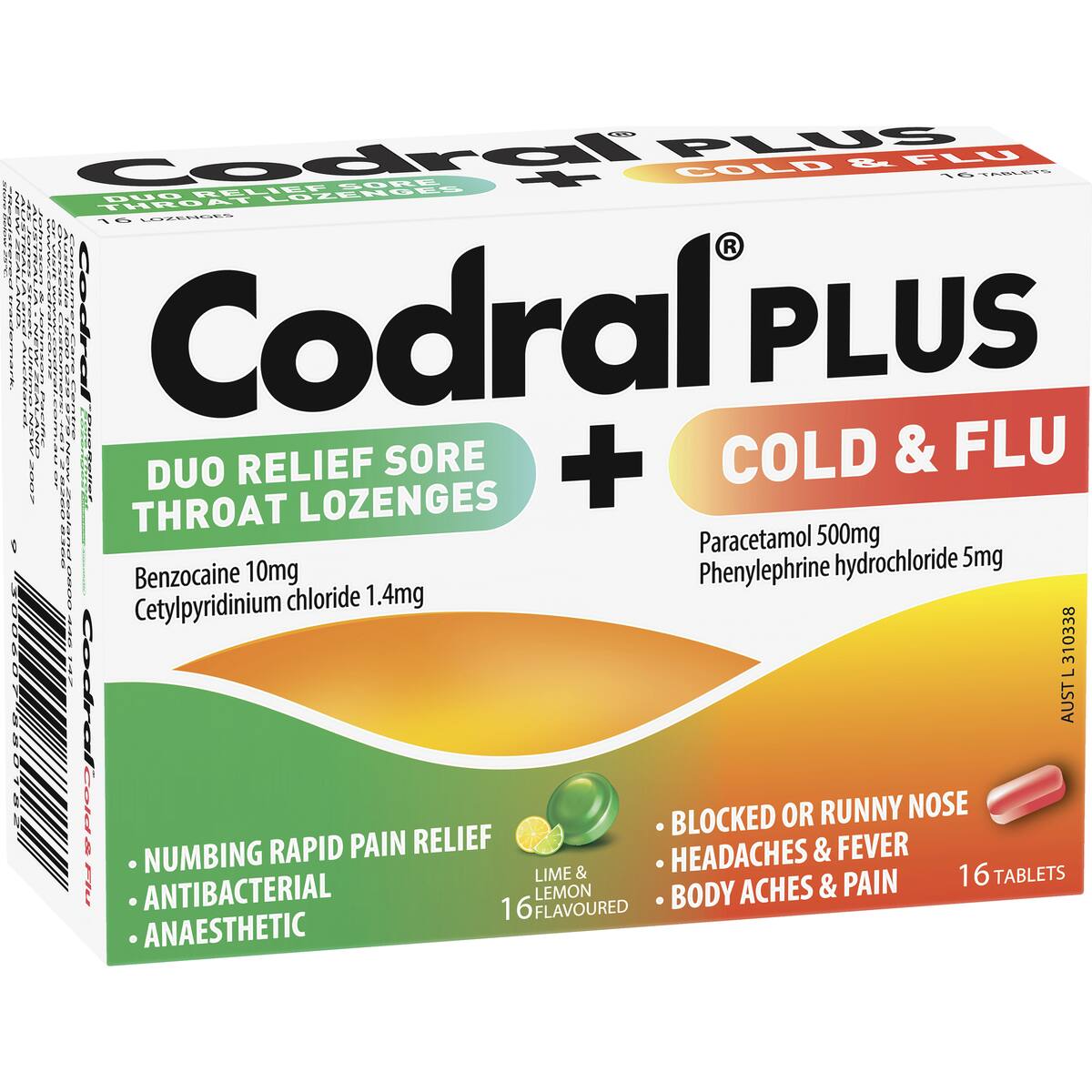 Codral Plus Cold & Flu Tablets & Sore Throat Lozenges 32 Pack
