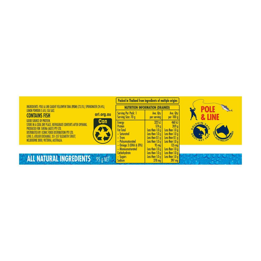 Sirena Springwater & Lemon Tuna - 95g