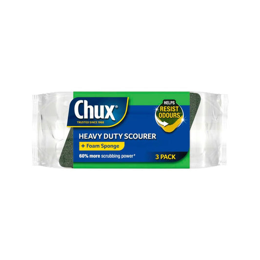 Chux Heavy Duty Scourer + Foam Sponge - 3 pack