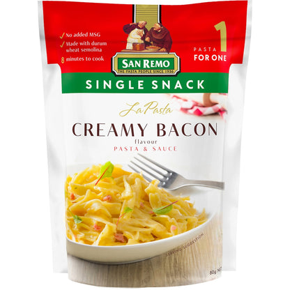San Remo La Pasta Creamy Bacon Single Snack 80g