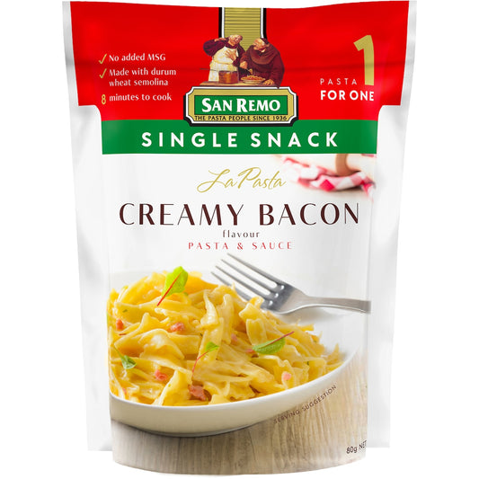 San Remo La Pasta Creamy Bacon Single Snack 80g